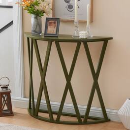 Kings Brand Furniture - Vienna Console Table - Semicircular Side Coffee Table for Living Room, Bedroom - Avocado