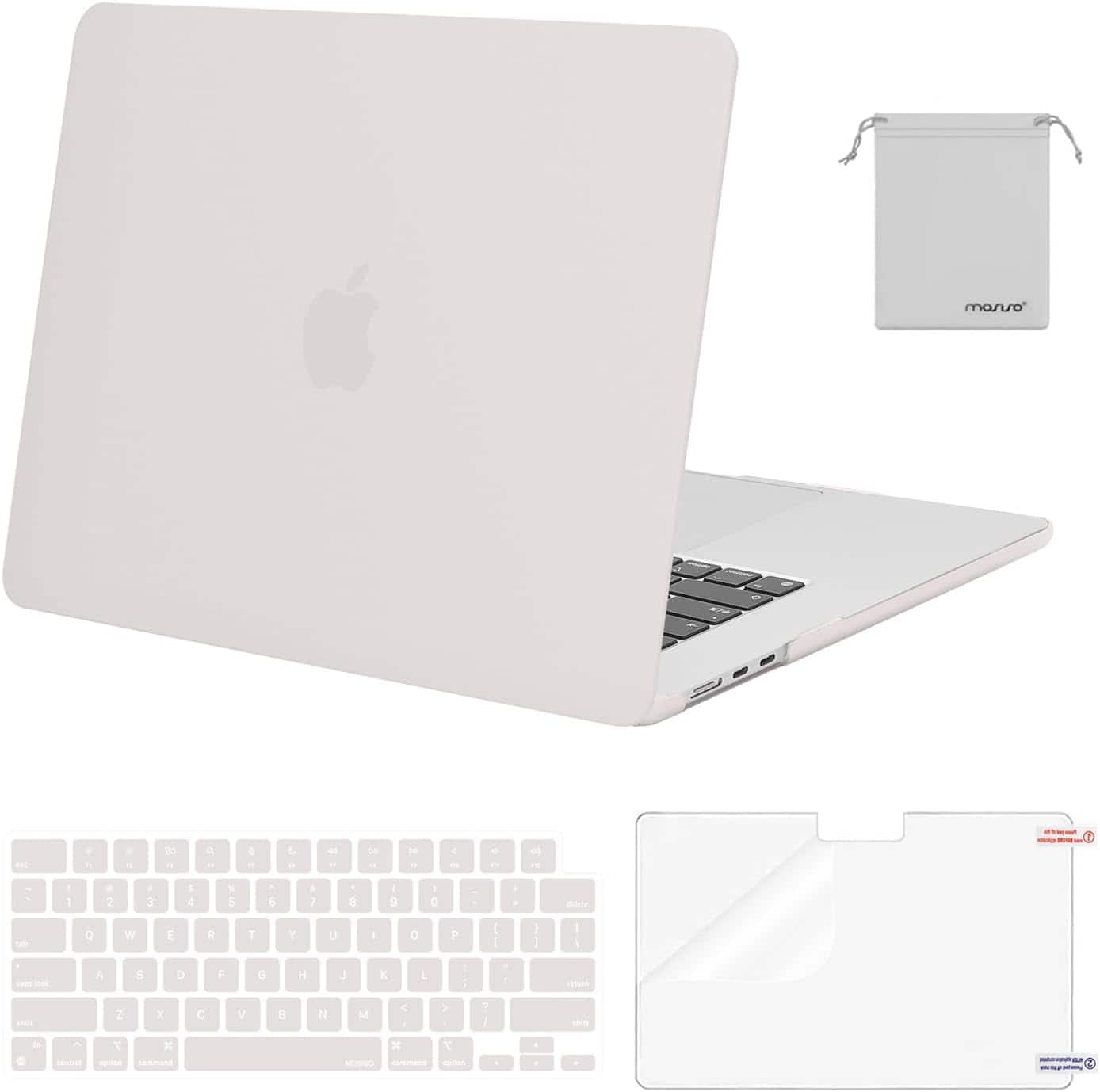 mosiso - Hard Shell Case Kit for MacBook Air 15 inch A3448 A3241 A3114 A2941 M5 M4 M3 M2 - Stone Gray