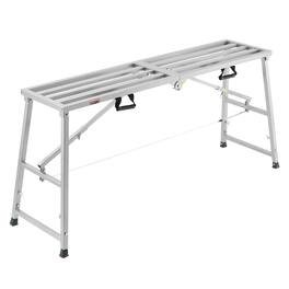 VEVOR - Work Platform, 4 Gear Adjustable Height, Folding Alloy Steel Step Ladder, Portable Scaffolding Platform, 800 lb Capacity - Silver