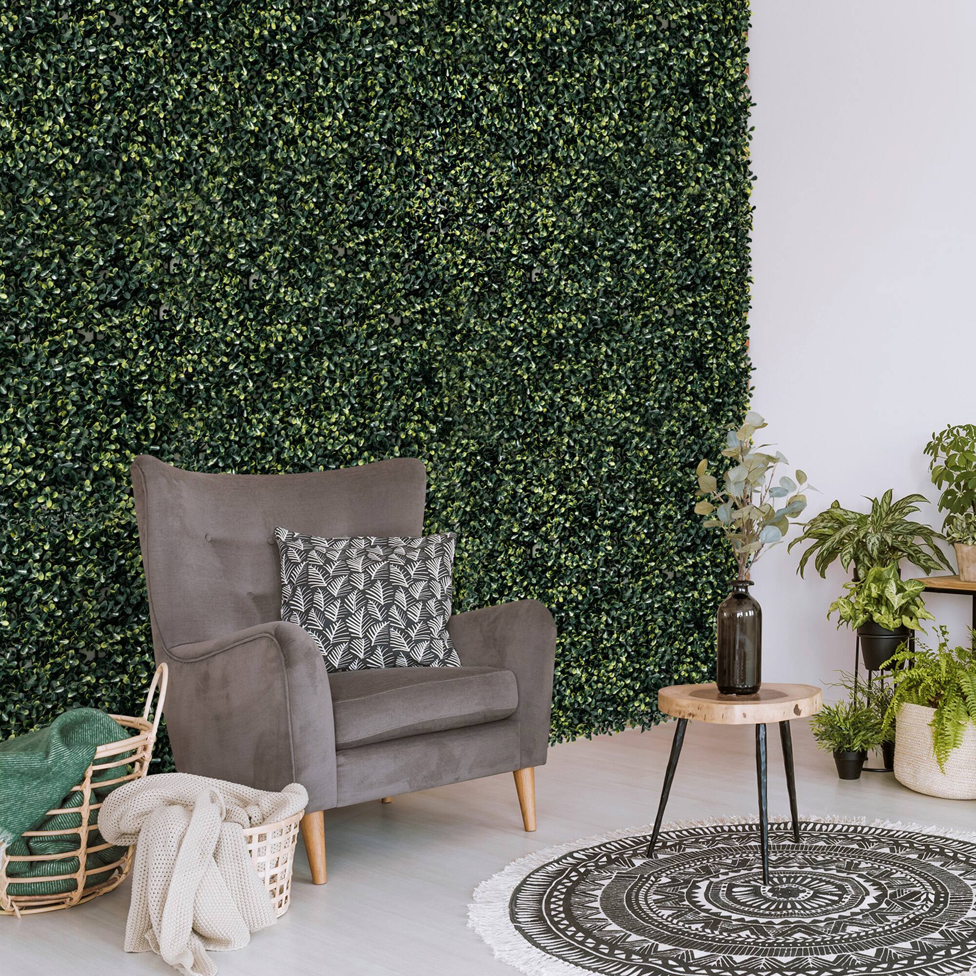 Alt View 2. Gymax - Gymax 12Pcs Artificial Peanut Leaf Hedges Panels 20'' x 20'' Fence Wall Plant - Green.