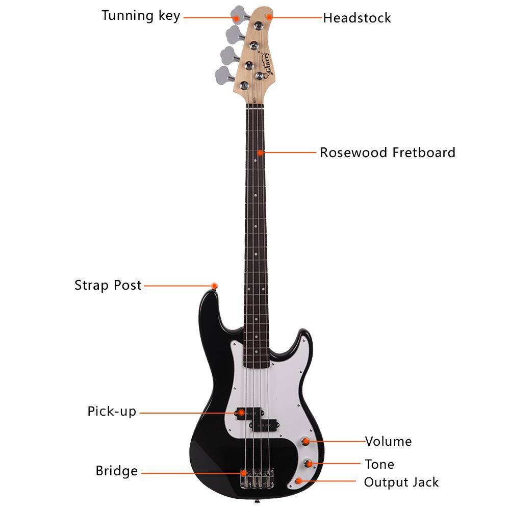 Tuning key  
Headstock  
Rosewood Fretboard  
Strap Post  
Pick-up  
Bridge  
Volume  
Tone  
Output Jack