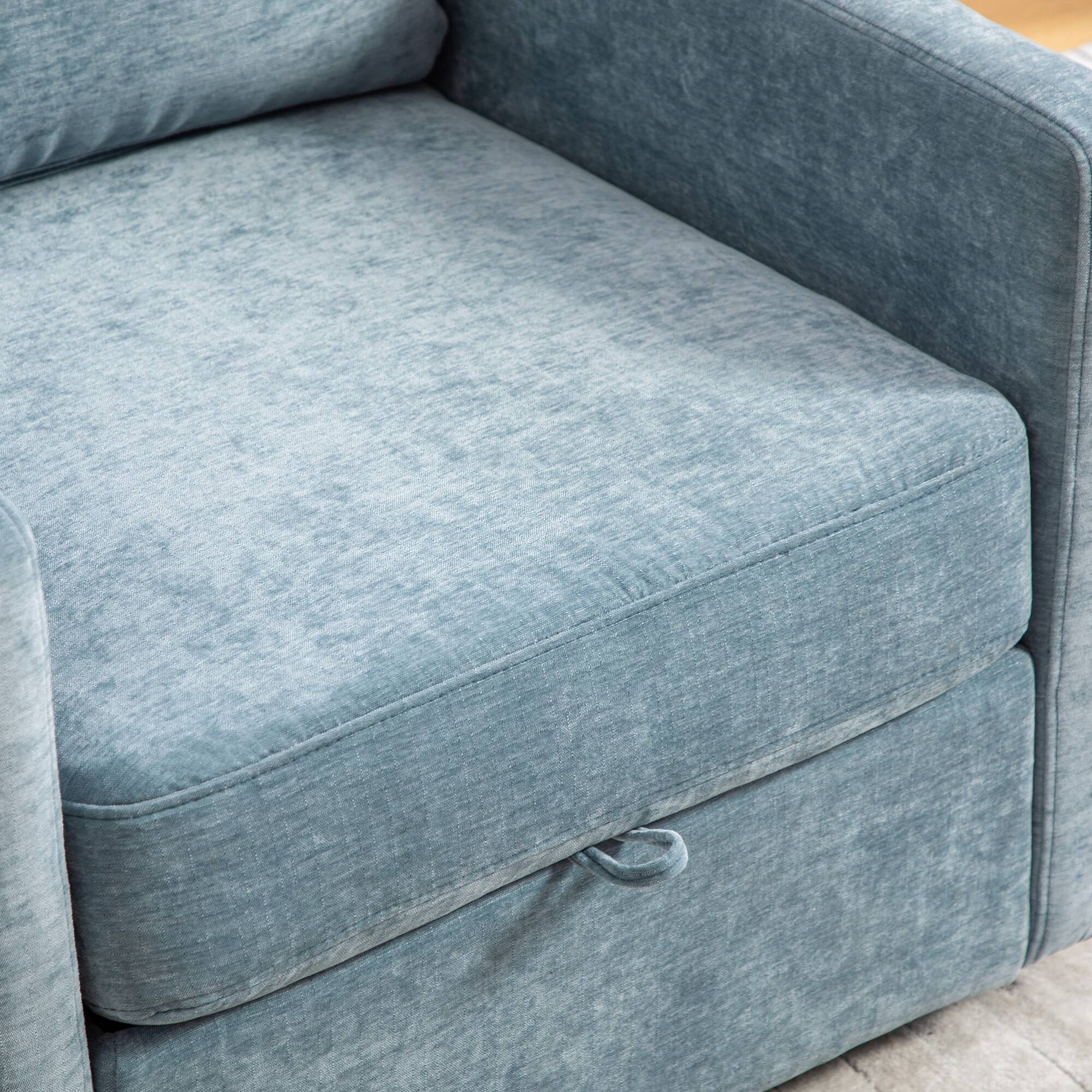 Alt View 6. GOODSILO - Upholstered Swivel Armchair with Hidden Storage and Tufted Armrests for Living Room and Bedroom - Blue.