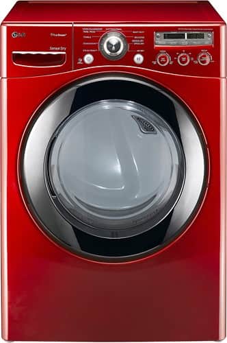 Front Standard. LG - SteamDryer 7.3 Cu. Ft. Large Capacity Steam Electric Dryer - Wild Cherry Red.