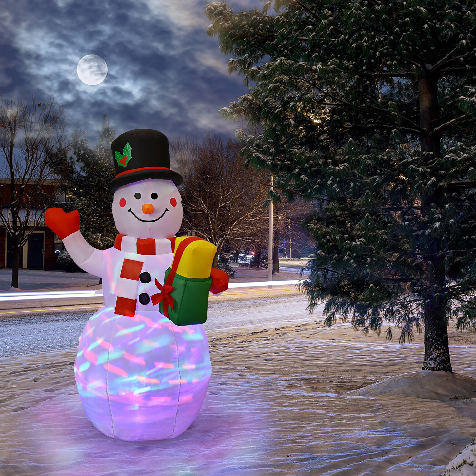 Alt View 17. Costway - 5 FT Tall Snowman Inflatable Blow up Inflatable w/Built-in Colorful LED Lights - Multicolor.