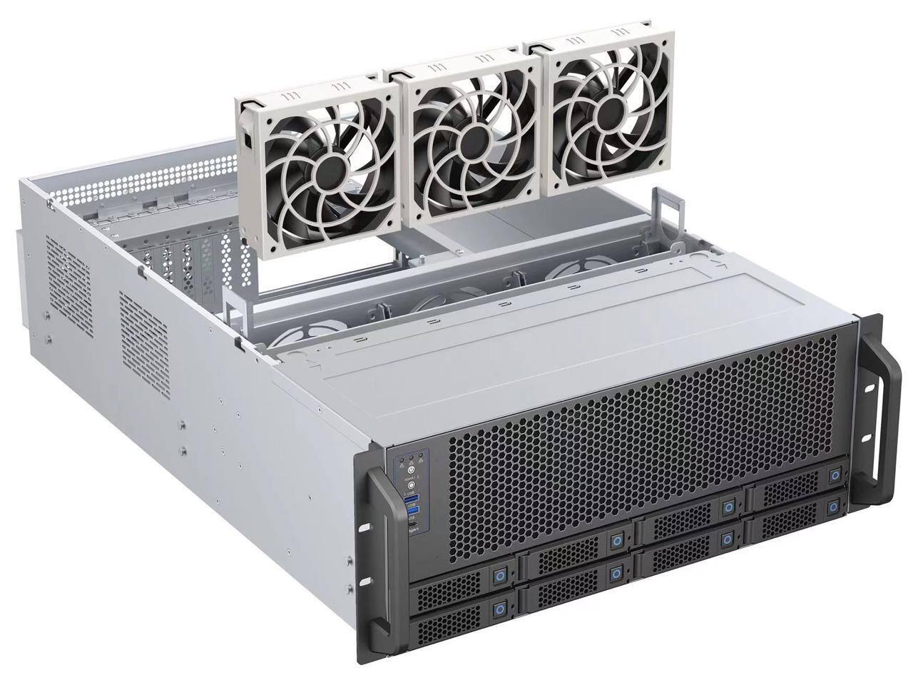 Alt View 3. Rosewill - Rosewill 4U Server Chassis | 4 GPUs | 8 Hot-Swap SATA/SAS | E-ATX | USB 3.2 Type-C | Rail Kit | AI Servers - Black.