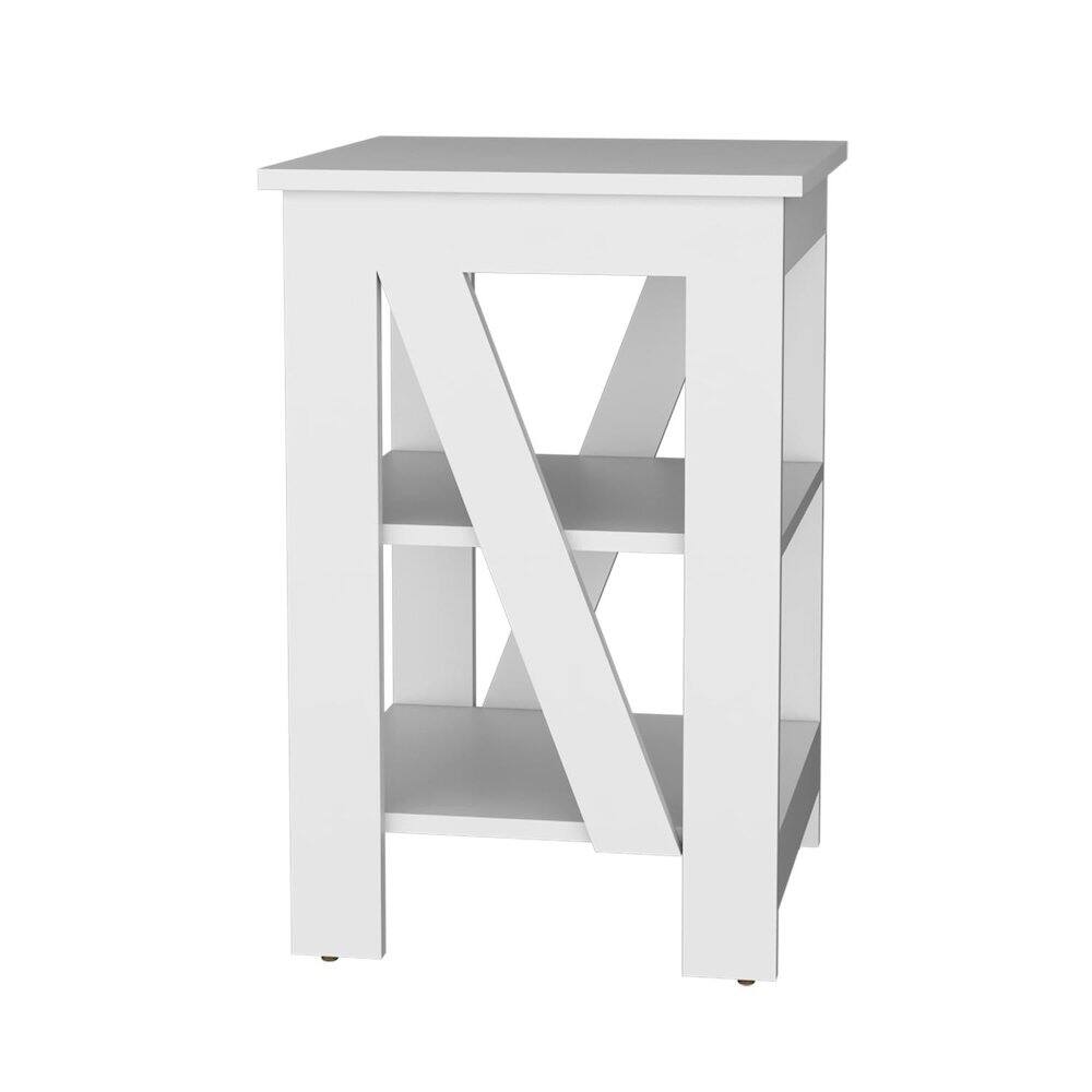 Alt View 4. TuHome - Taylor Side Table White MDF - Black.