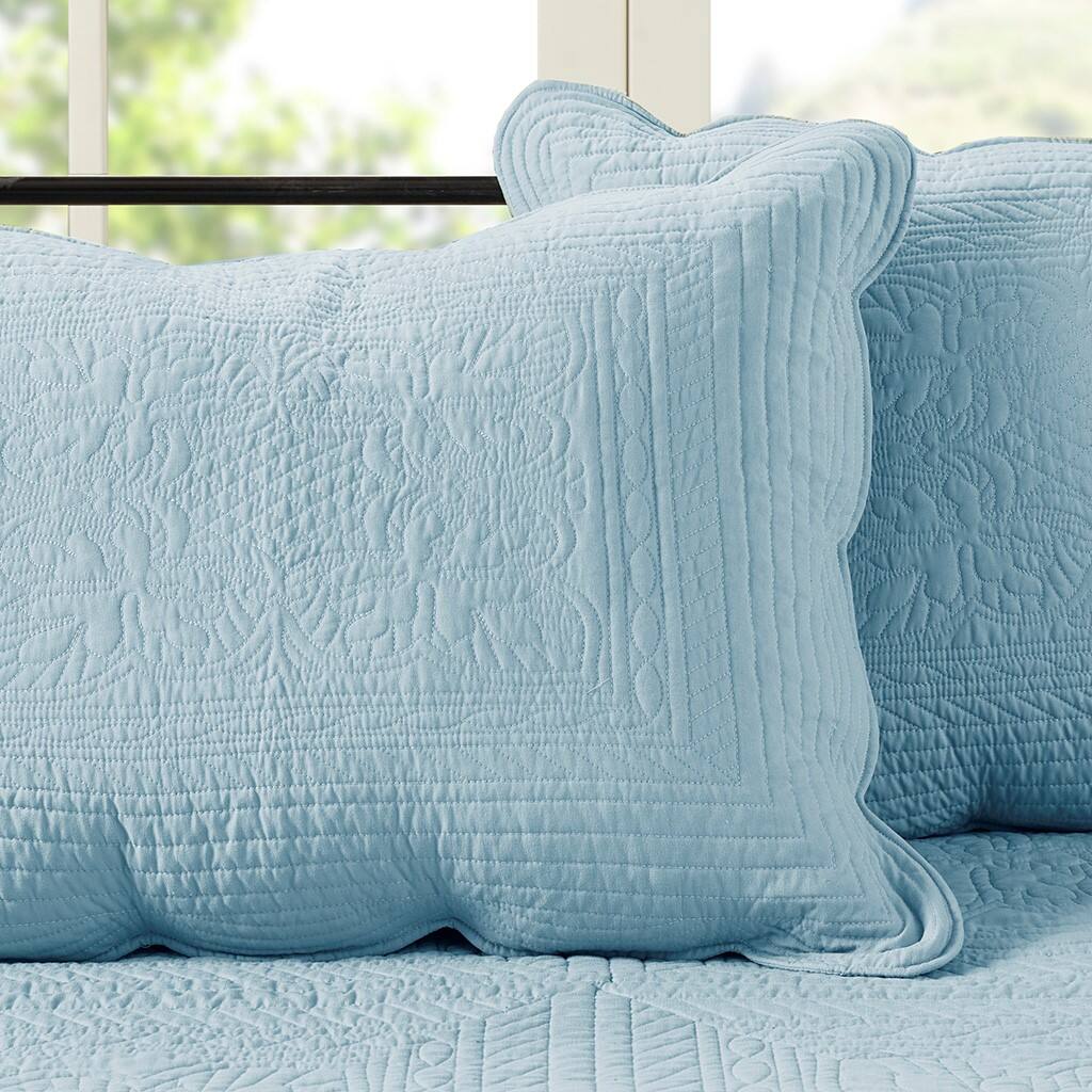 Alt View 2. Gracie Mills - Gracie Mills Paloma 6 Piece Reversible Scalloped Edge Daybed Cover Set - Blue.