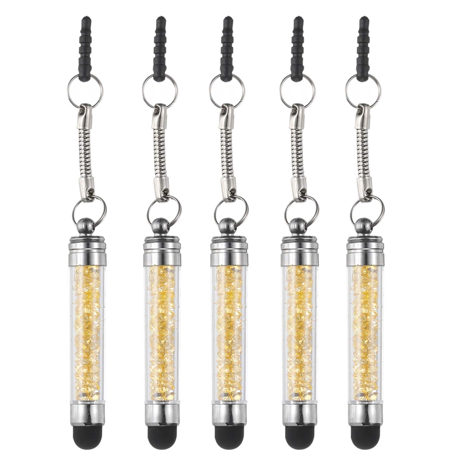 Unique Bargains - 5pcs Stylus Pen for Touch Screens Mini Crystal Diamond Capacitive Pens for Universal All Touchscreen Devices - Yellow