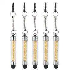 Front. Unique Bargains - 5pcs Stylus Pen for Touch Screens Mini Crystal Diamond Capacitive Pens for Universal All Touchscreen Devices - Yellow.