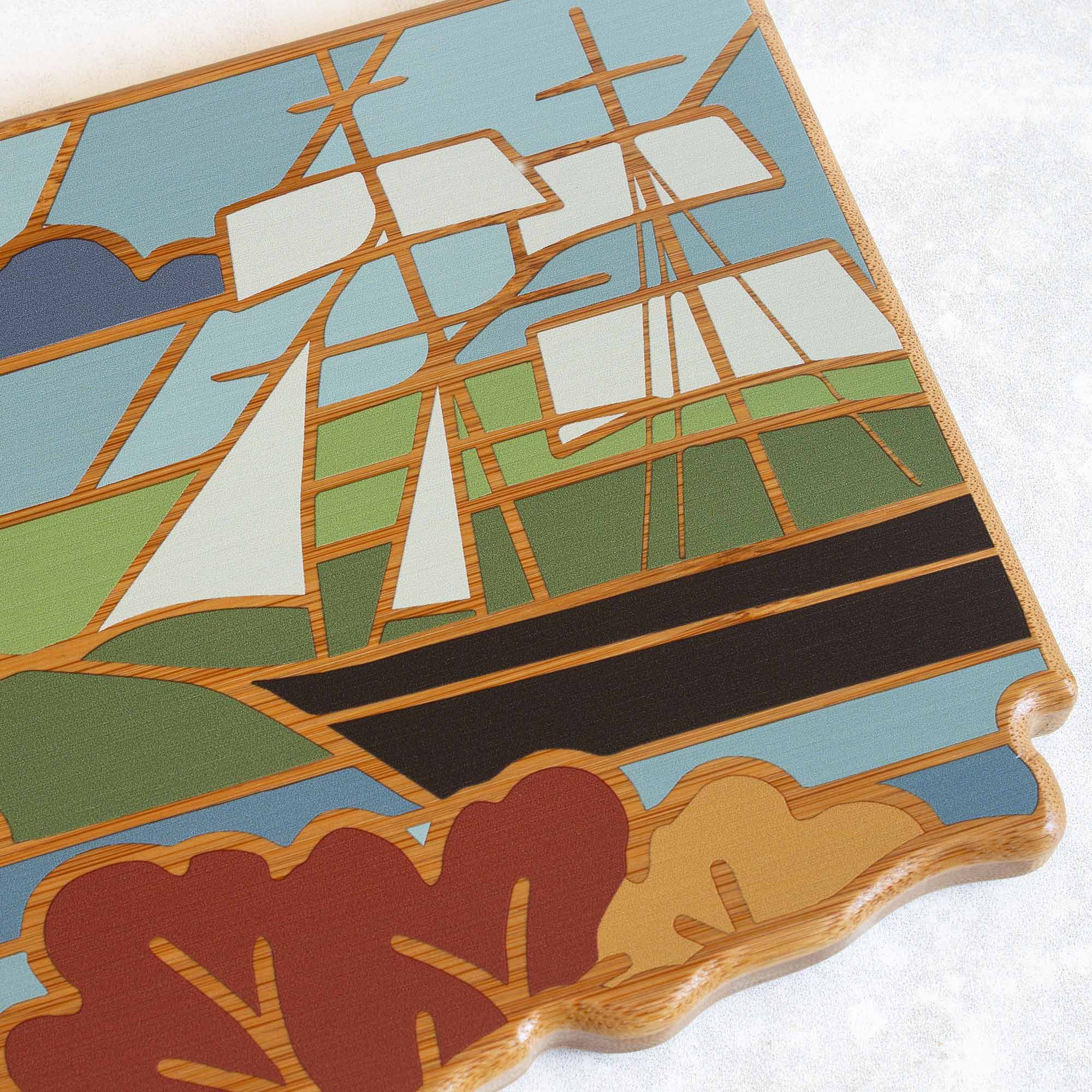 Alt View 2. Totally Bamboo - Connecticut Cutting Board with Artwork by Summer Stokes.