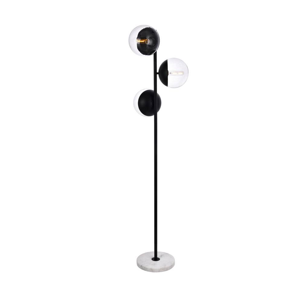 Alt View 1. Living District - Eclipse 3 Lights Black Floor Lamp With Clear Glass - Black And Clear.
