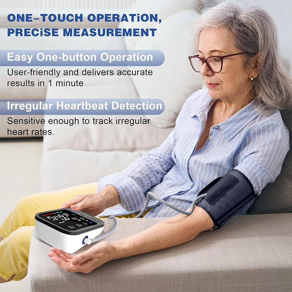 ONE-TOUCH OPERATION, PRECISE MEASUREMENT

Easy One-button Operation  
User-friendly and delivers accurate results in 1 minute

Irregular Heartbeat Detection  
Sensitive enough to track irregular heart rates.
