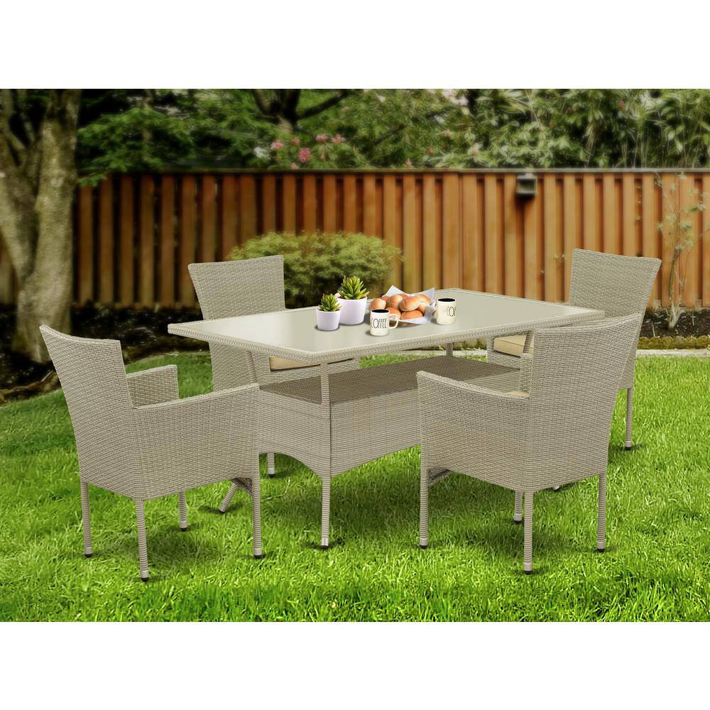 Back. East West Furniture - Wicker Patio Set Natural Linen - Brown.