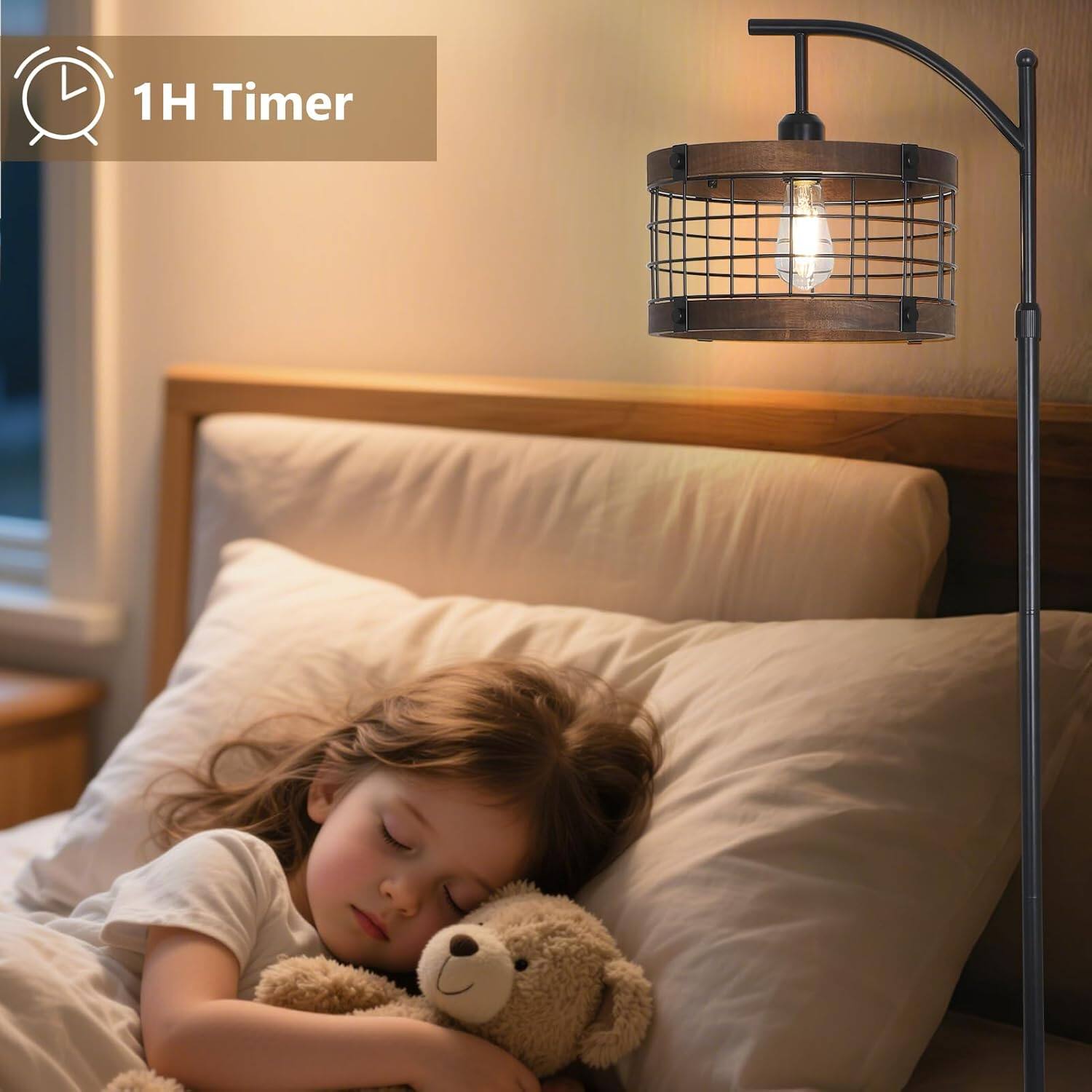 Alt View 2. Z-Edge - Arc Floor Lamp with Remote and Dimmable LED Bulb for Living Room Bedroom Office - Black.