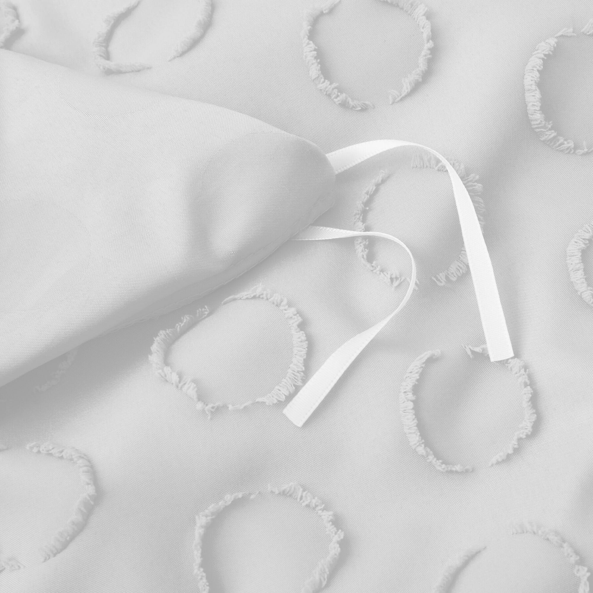 Back. Peace Nest - Peace Nest Tufted Clipped Jacquard Geometric Duvet Cover & Pillowcase Set - Circle White.