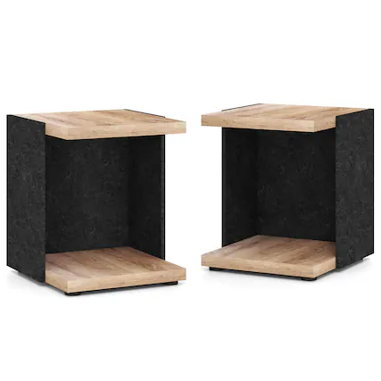 Front. Costway - Costway 2-Tier Sofa Side Table with Open Storage Shelf Compact Nightstand for Living Room - Oak.