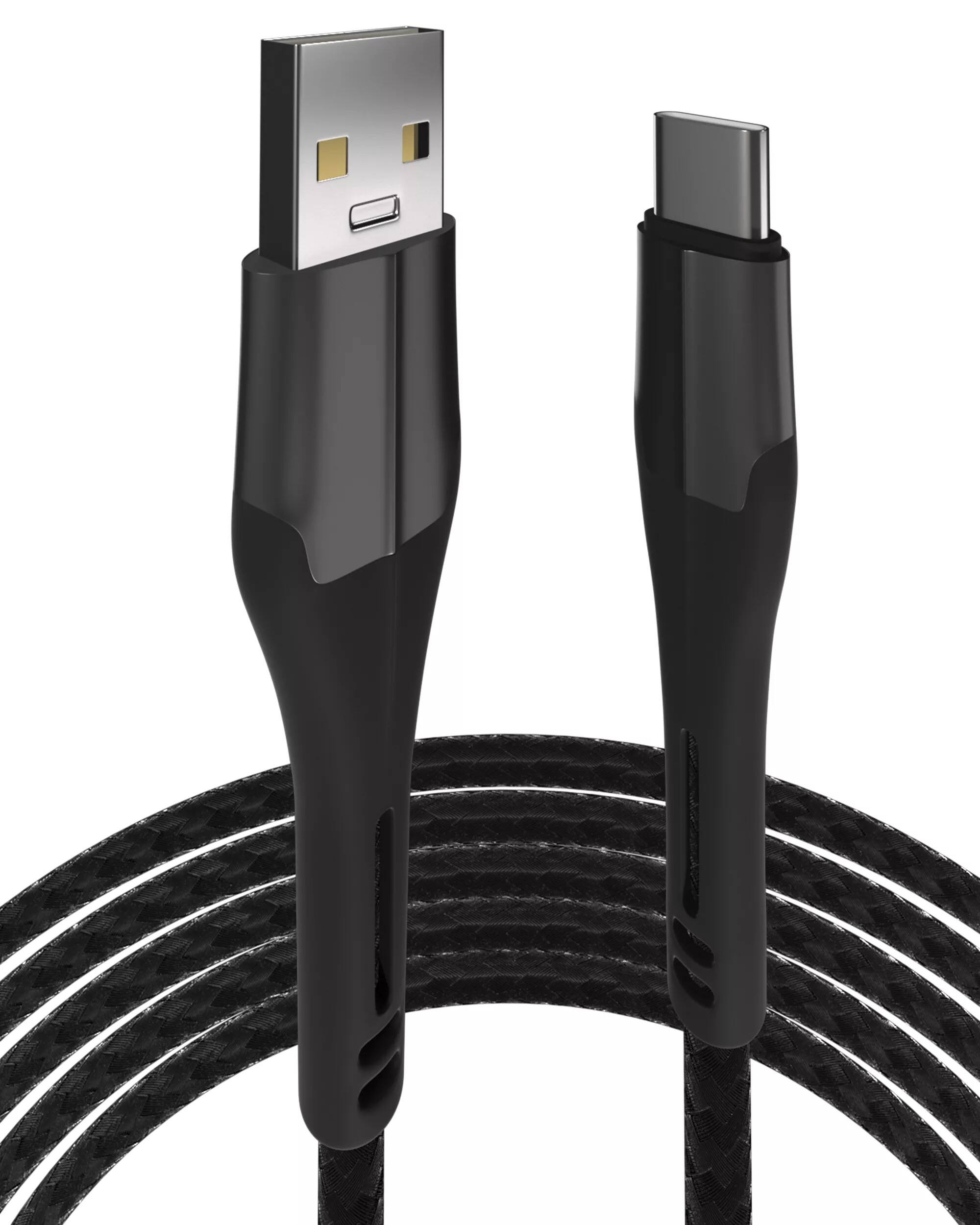 Alt View 2. Ampsentrix - 3 ft USB Type C To USB Type A Cable (Alpha) - Black - Black.