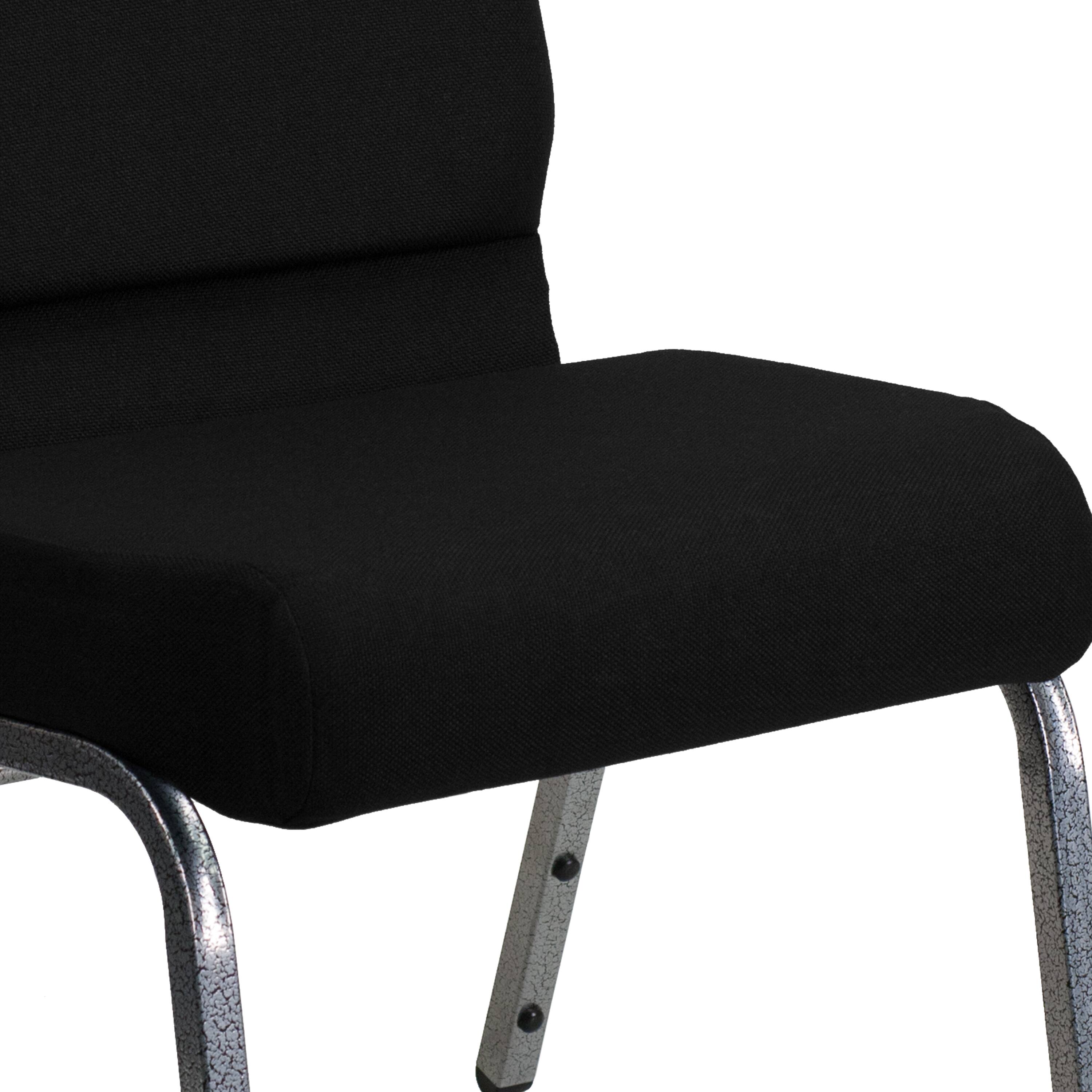 Alt View 9. Emma + Oliver - Stacking Auditorium Chair with 21" Seat - Black Fabric/Silver Vein Frame.