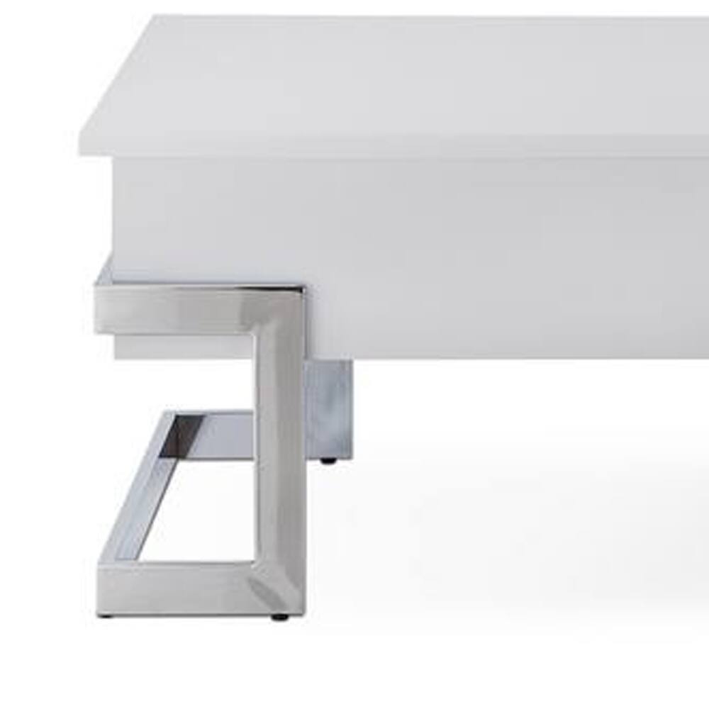Alt View 3. Manhattan Lane - Wooden Coffee Table With Lift Top Storage Space - White.