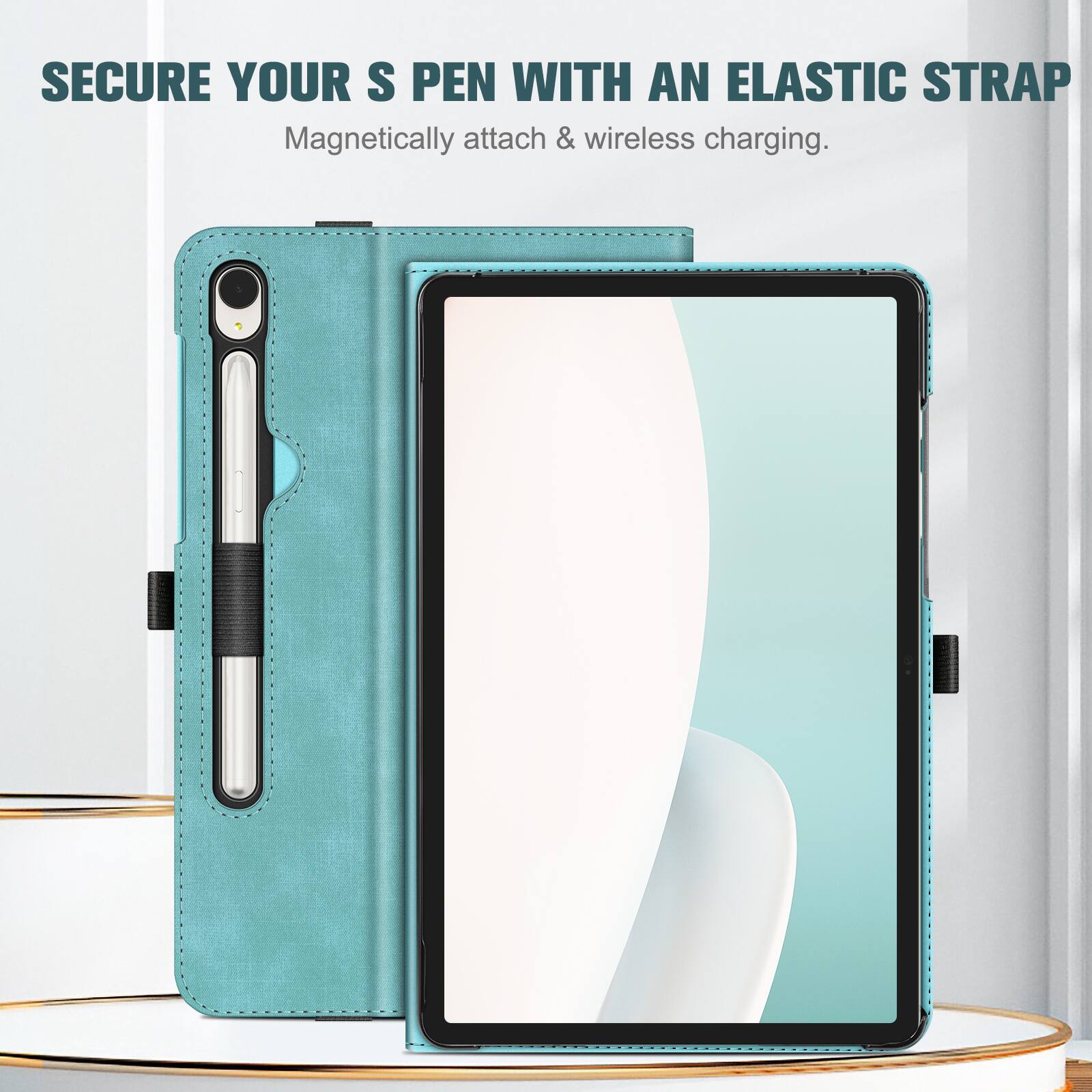SECURE YOUR S PEN WITH AN ELASTIC STRAP  
MAGNETICALLY ATTACH & WIRELESS CHARGING.