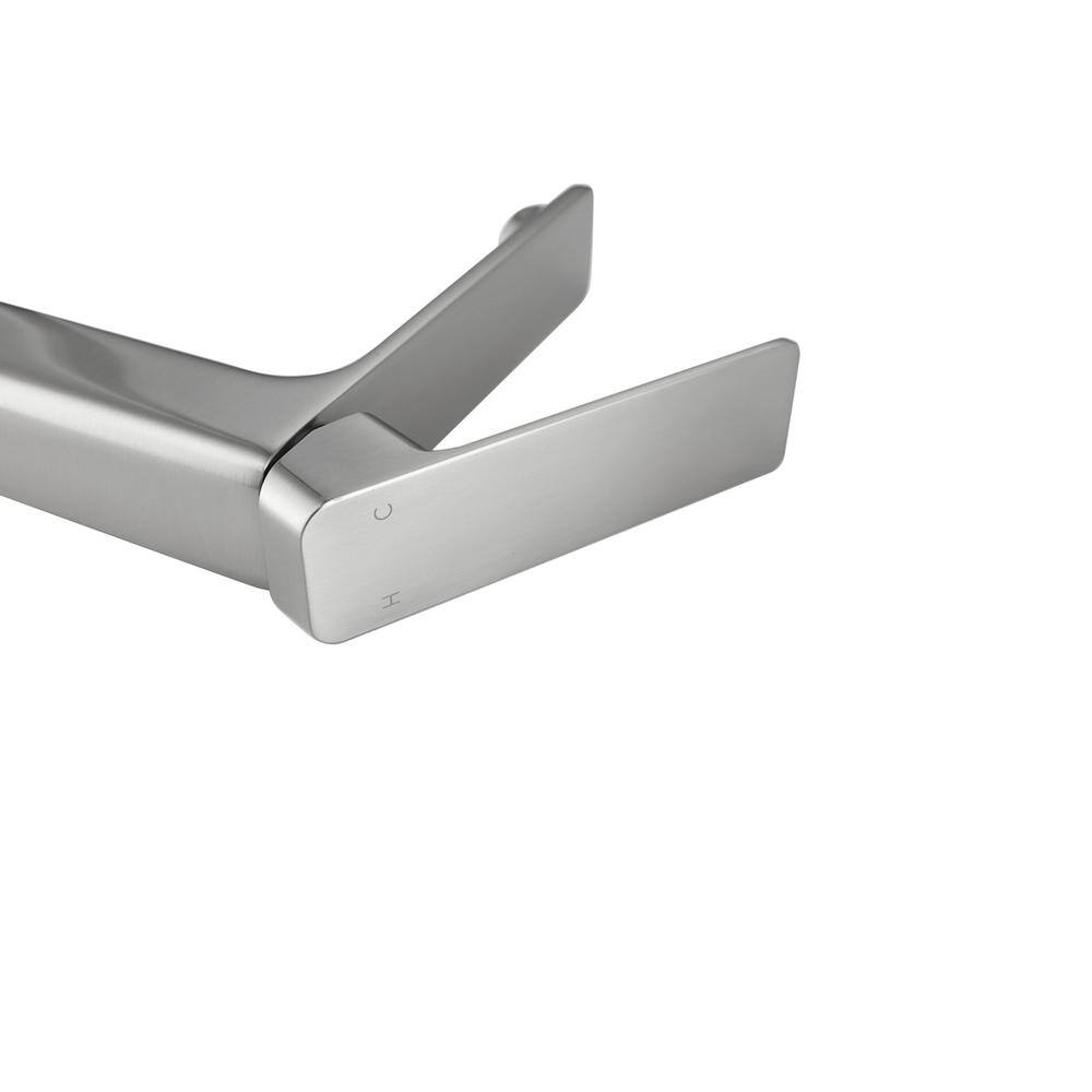 Angle. Elegant Kitchen and Bath - Lena Single Hole Single Handle Bathroom Faucet in Brushed Nickel - Brushed Nickel.