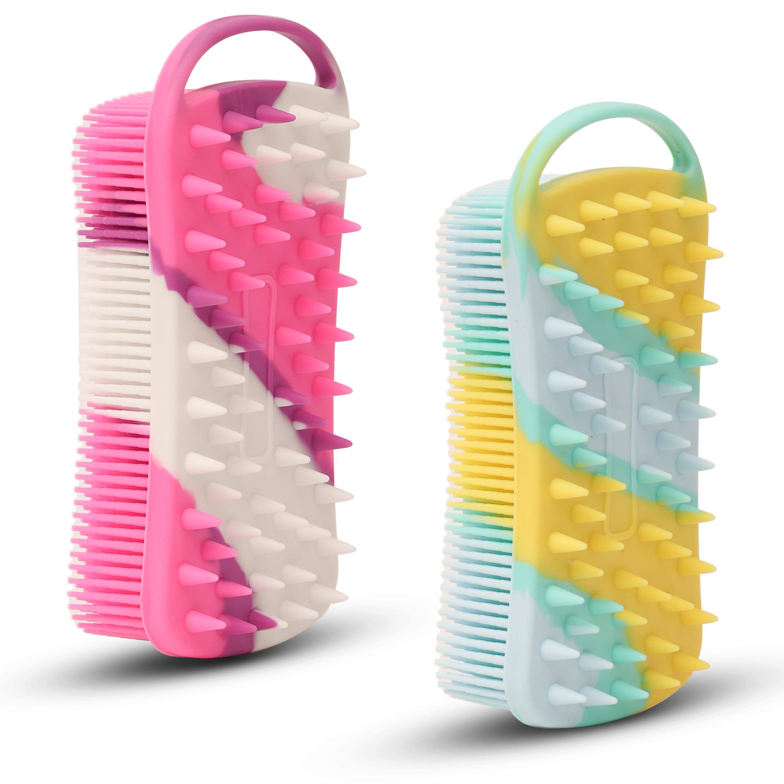 Front. DORLUKFU - 2 PC Silicone Body Scrubber, 2 in 1 Exfoliating Shower Bath Scrubber, Soft Silicone Loofah for Sensitive Skin, Shower.