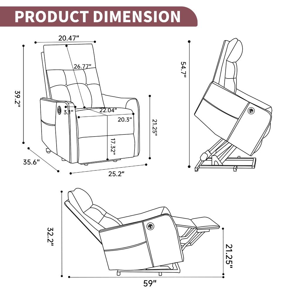 PRODUCT DIMENSION

39.2" 35.6"
20.47" 26.77" 3.1" 22.04" 20.3" 17.32" 25.2"
21.25"
54.7"
32.2"
59"
21.25"
