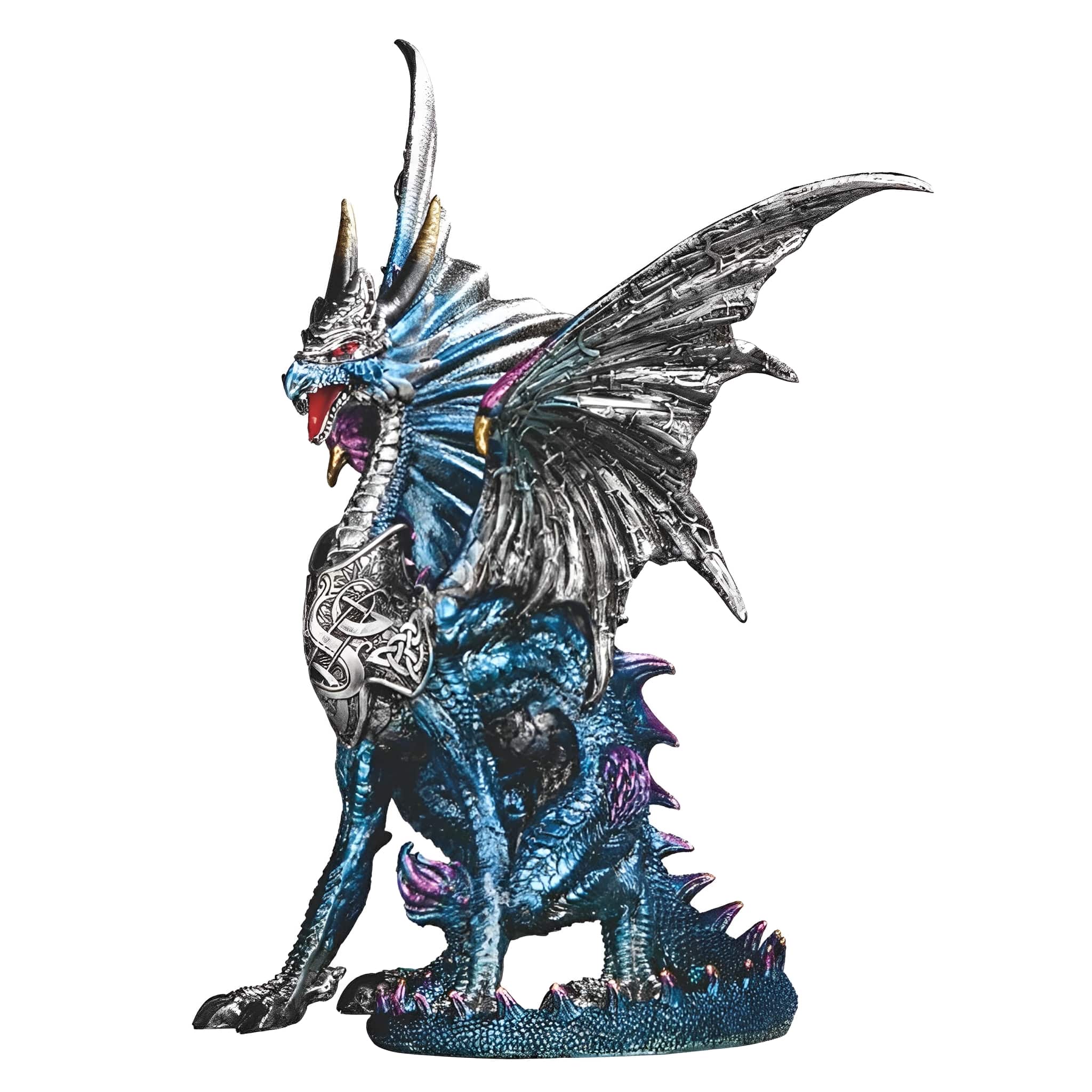 FC Design - 12.5"H Dragon with Silver Wings Figurine Statue Computer Desk Tabletop Medieval Gaming Home Decor Gift - Multi-Color