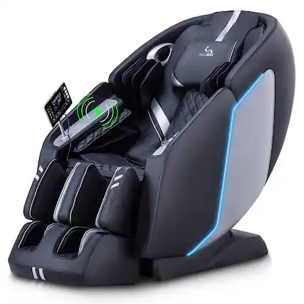 Front. MassaMax - MassaMAX MT398 4D Massage Chair Full Body Stretch,Zero Gravity with Heat Therapy,Extended Footrest,Foot Rollers - Black.
