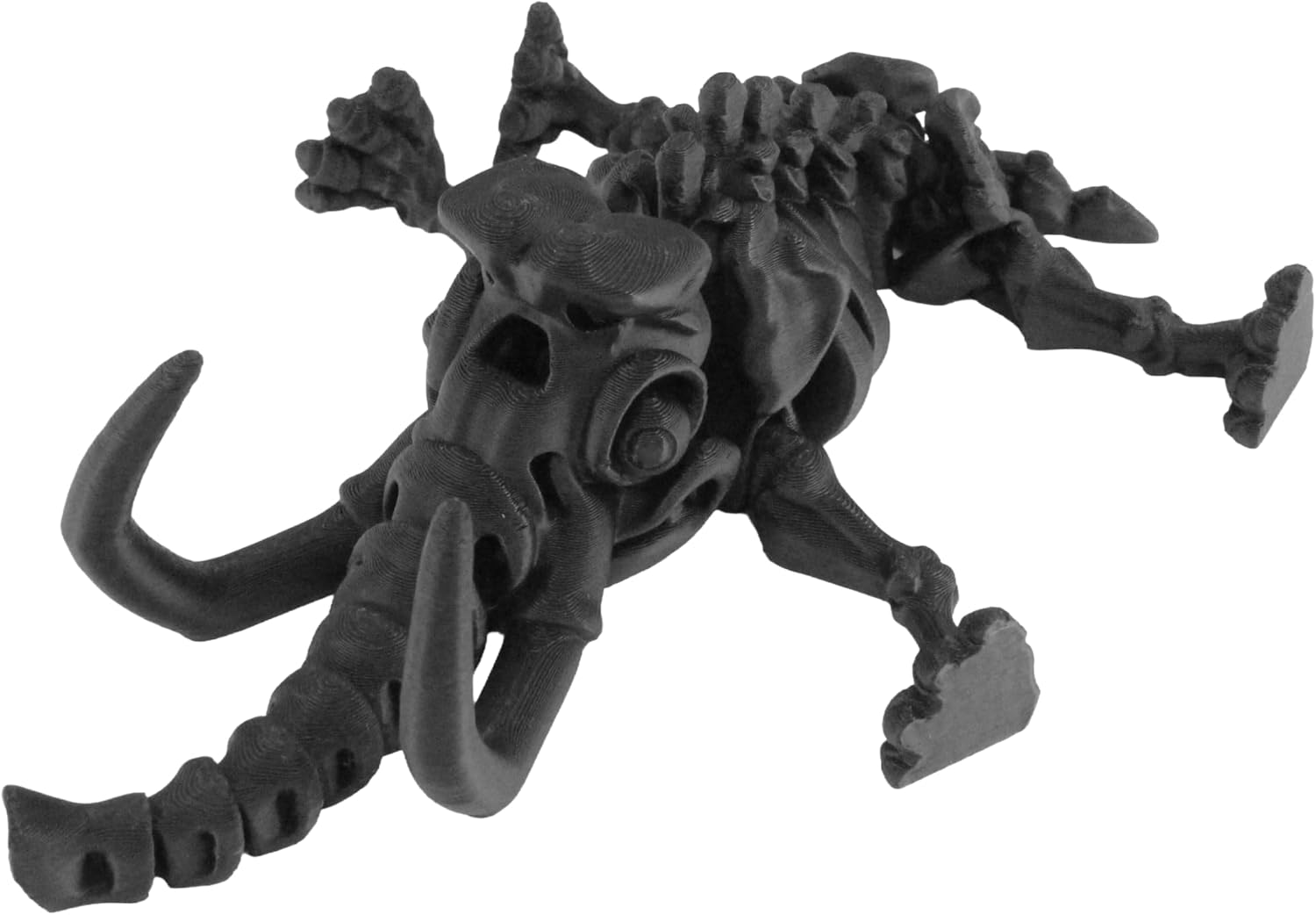 Alt View 1. JuzToys - 3D Printed Skeleton Woolly Mammoth, Prehistoric Collectible Articulating Dinosaur Figurine Desk Décor Black by PowerTRC - Black.