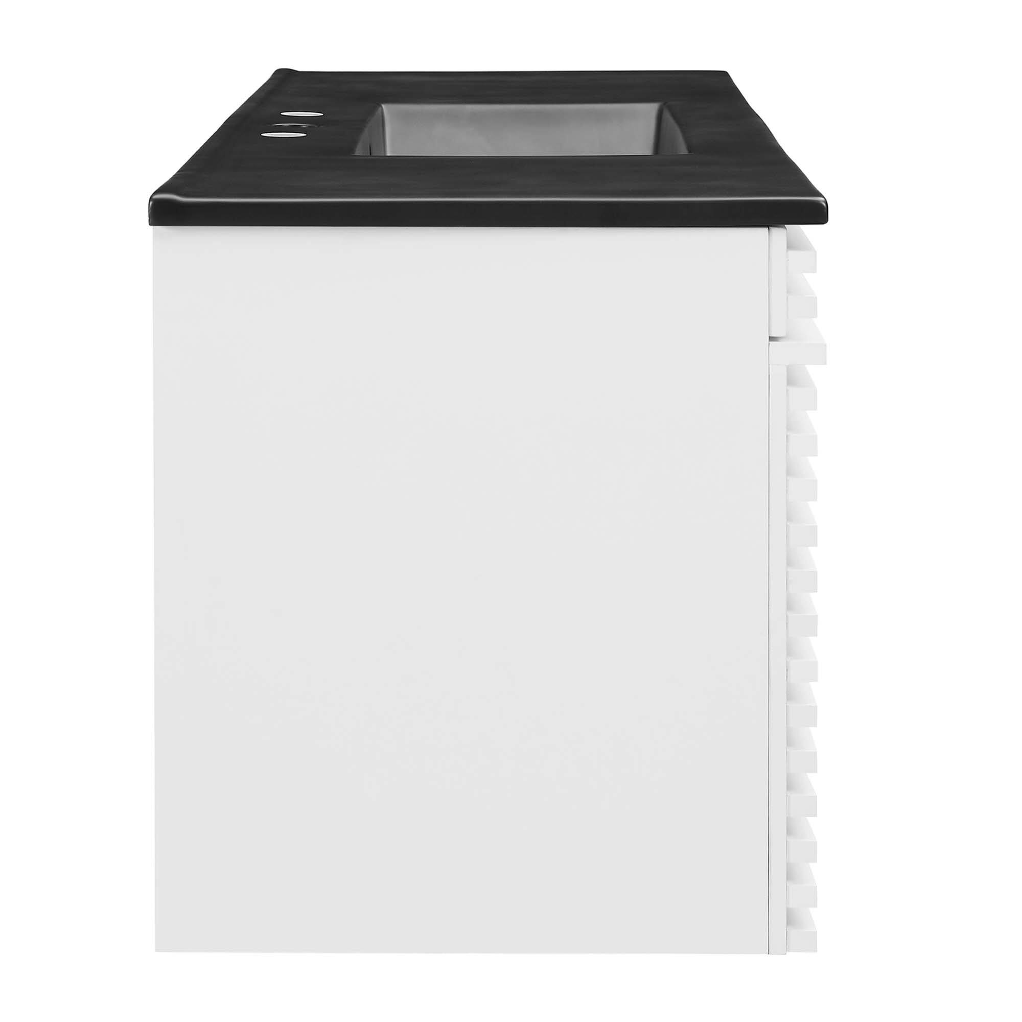Alt View 1. Modway - Render 48" Wall-Mount Bathroom Vanity Basin Included by Modway - White Black.