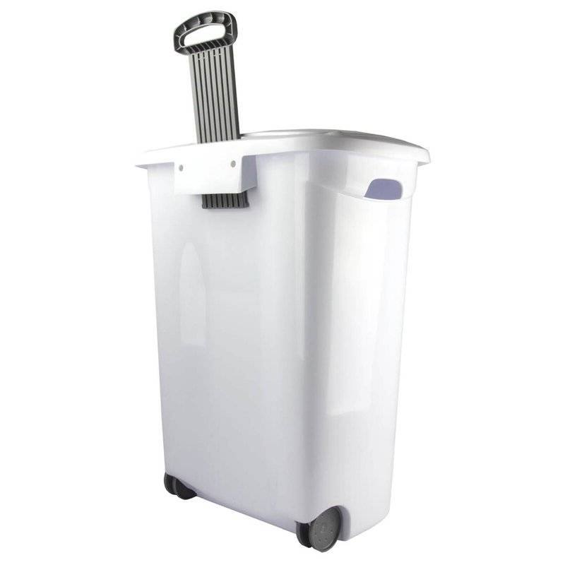 Left. Hivvago - Set of 3 Laundry Hamper Dirty Clothes Baskets with Lids with Roller Wheels - White.