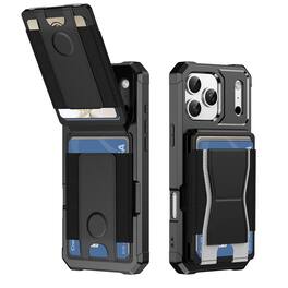 UUCOVER - Wallet Case for Apple iPhone 17 Pro Max with Elastic Card Slot Holder and Kickstand, Shockproof Drop Protection Cover - Black