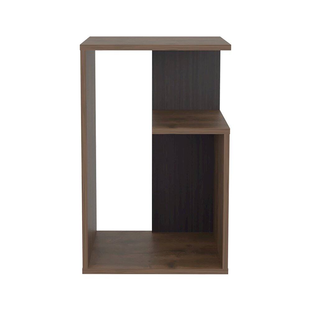 Alt View 4. TuHome - Everet High 3-Tier Shelf Side Table, Modern and Stylish Living Room or Entryway Decor - Dark Brown - Black.