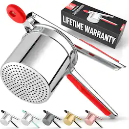 Zulay Kitchen - Large 15oz Potato Ricer - Heavy Duty Stainless Steel Potato Masher and Ricer for Mashed Potatoes - Red