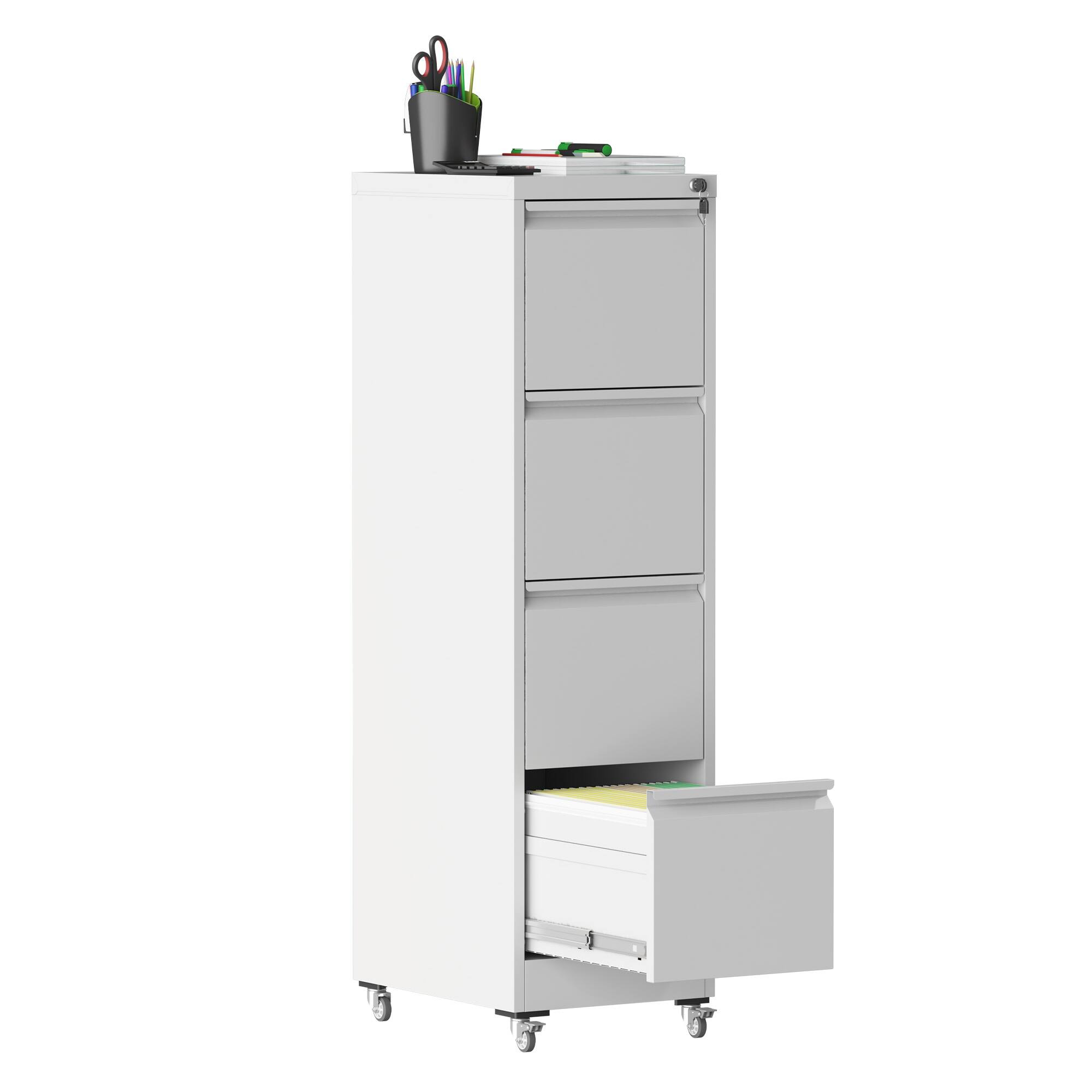 Alt View 7. Boyel Living - 4-Drawer Mobile Vertical Metal File Cabinet with Lock - White.