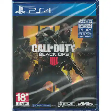 PS4 AOX PlayStation.4 EXCLUSIVE PLAY NEW CONTENT FIRST ON PS4 CALL OF DUTY BLACK OPS 18*
L TREYARCH ACTIVISION
INTERNET REQUIRED - M (Mature 17+)