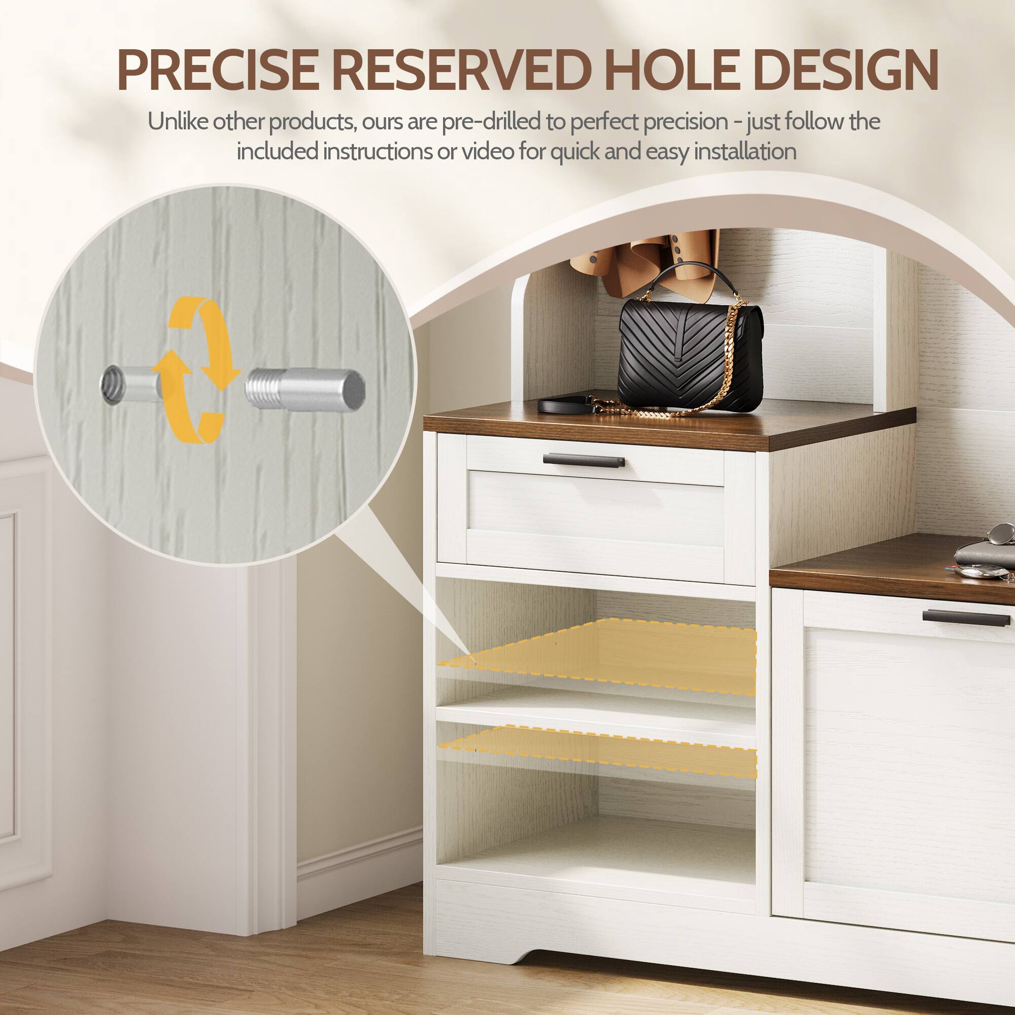 PRECISE RESERVED HOLE DESIGN  
Unlike other products, ours are pre-drilled to perfect precision - just follow the included instructions or video for quick and easy installation