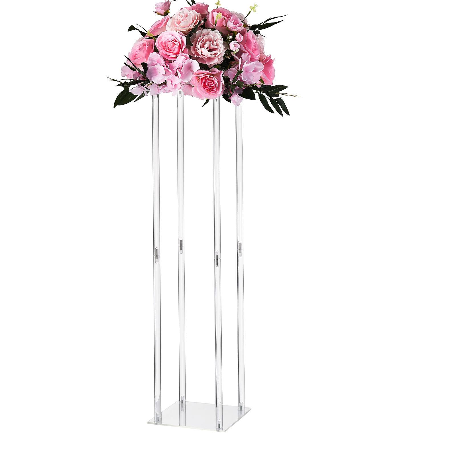 Alt View 5. VEVOR - Wedding Flower Stand, 10PCS 31.5-inch Column Flower Stand, Floral Stands with Acrylic Laminate, Cylindrical Cubic Floral - Transparent.
