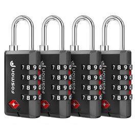 Fosmon - 4 Pack TSA Approved Luggage Lock, 4 Digit Combination Lock, Resettable Gym Locker Lock, Combo TSA Lock - Black