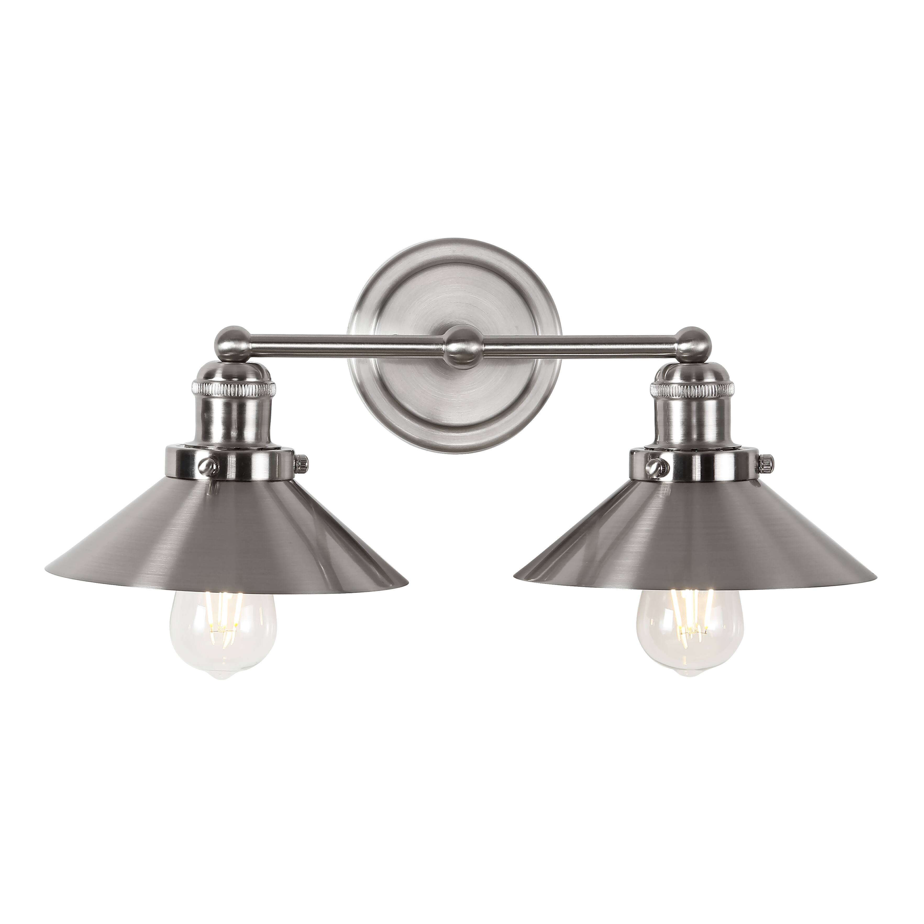 Jonathan Y - July 17.5" 2-Light Industrial Farmhouse Metal Vanity Light - Nickel