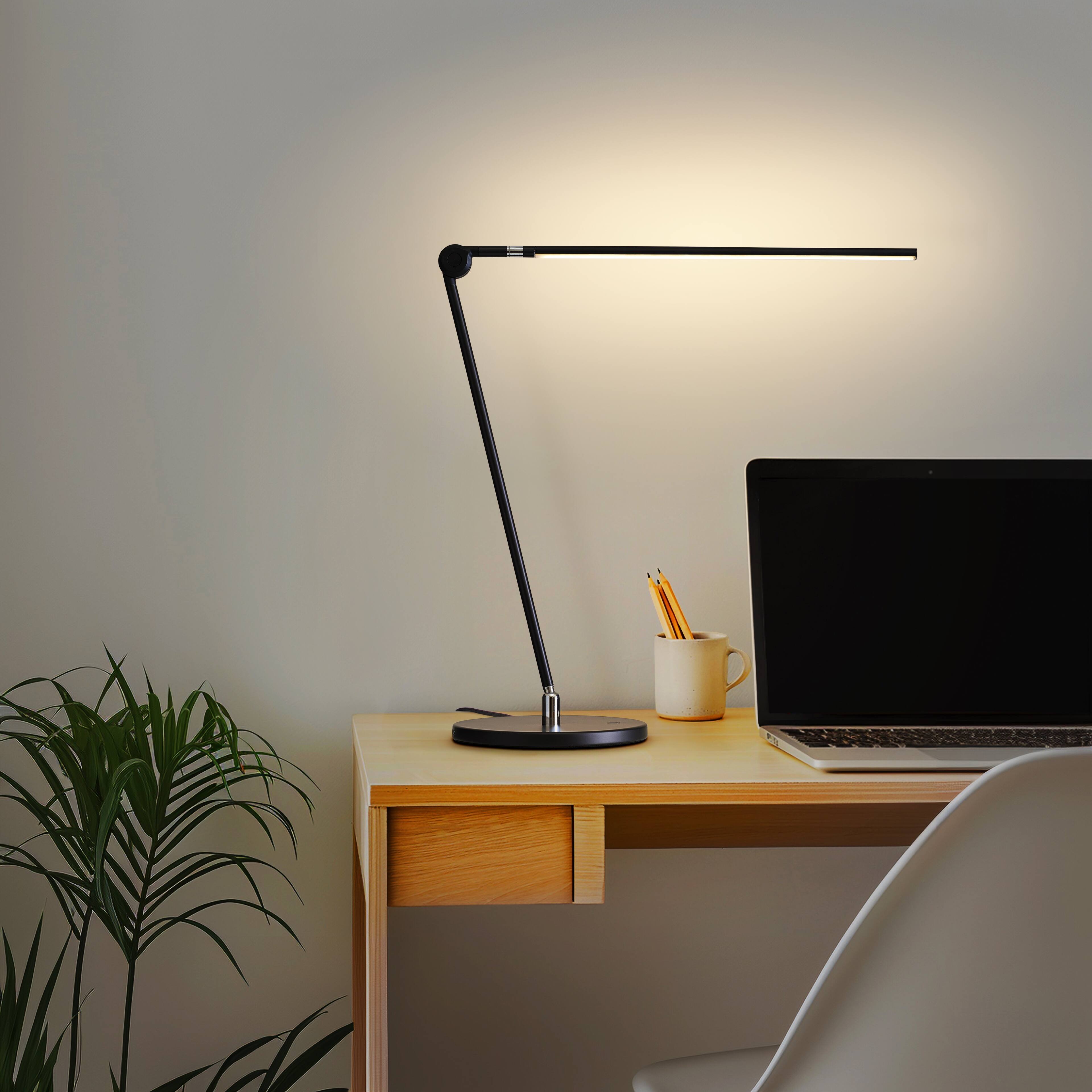 Alt View 6. Brightech - Libra LED Modern Industrial Arc Dimmable Bedside Nightstand Desk Lamp with Fast Charging USB-C Port - Classic Matte Black.