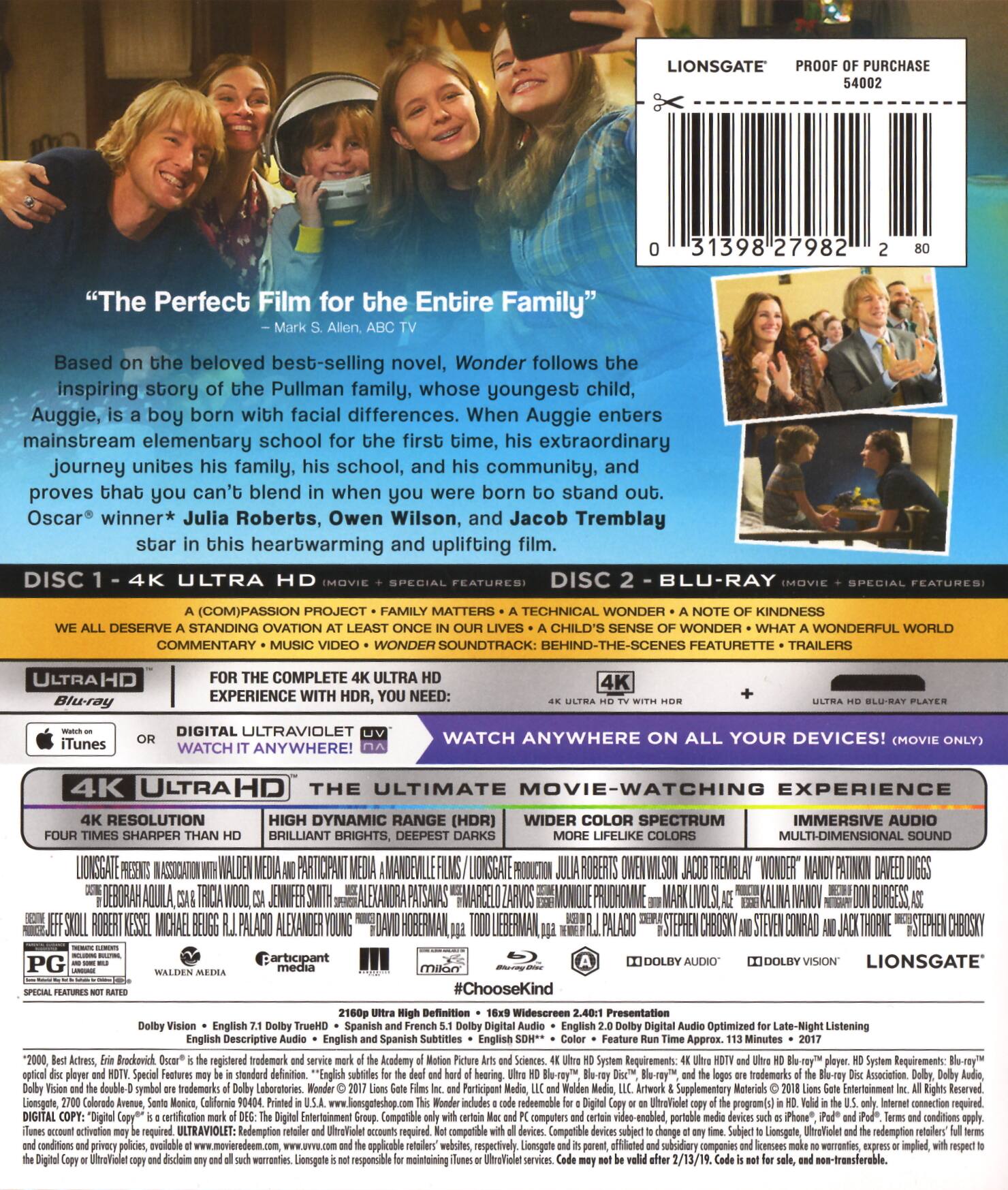 Alt View 1. Wonder   - 4K Blu-Ray.