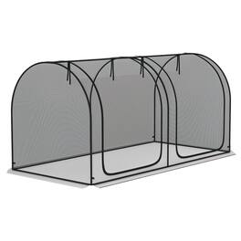Outsunny - 8' x 4' Crop Cage, Plant Protection Tent with Two Zippered Doors, Storage Bag and 4 Ground Stakes - Black