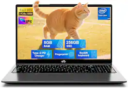 NIMO - 15.6" FHD IPS Student Laptop 8GB RAM 256GB SSD, 4 Cores 13th Gen Intel N150 3.6GHz Fingerprint Wi-Fi 6 - Gray