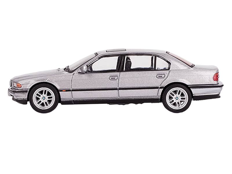 Alt View 2. True Scale Miniatures - BMW 750IL Aspen Silver Metallic with Sun Roof Limited Edition 1/64 Diecast Model Car by Mini GT.