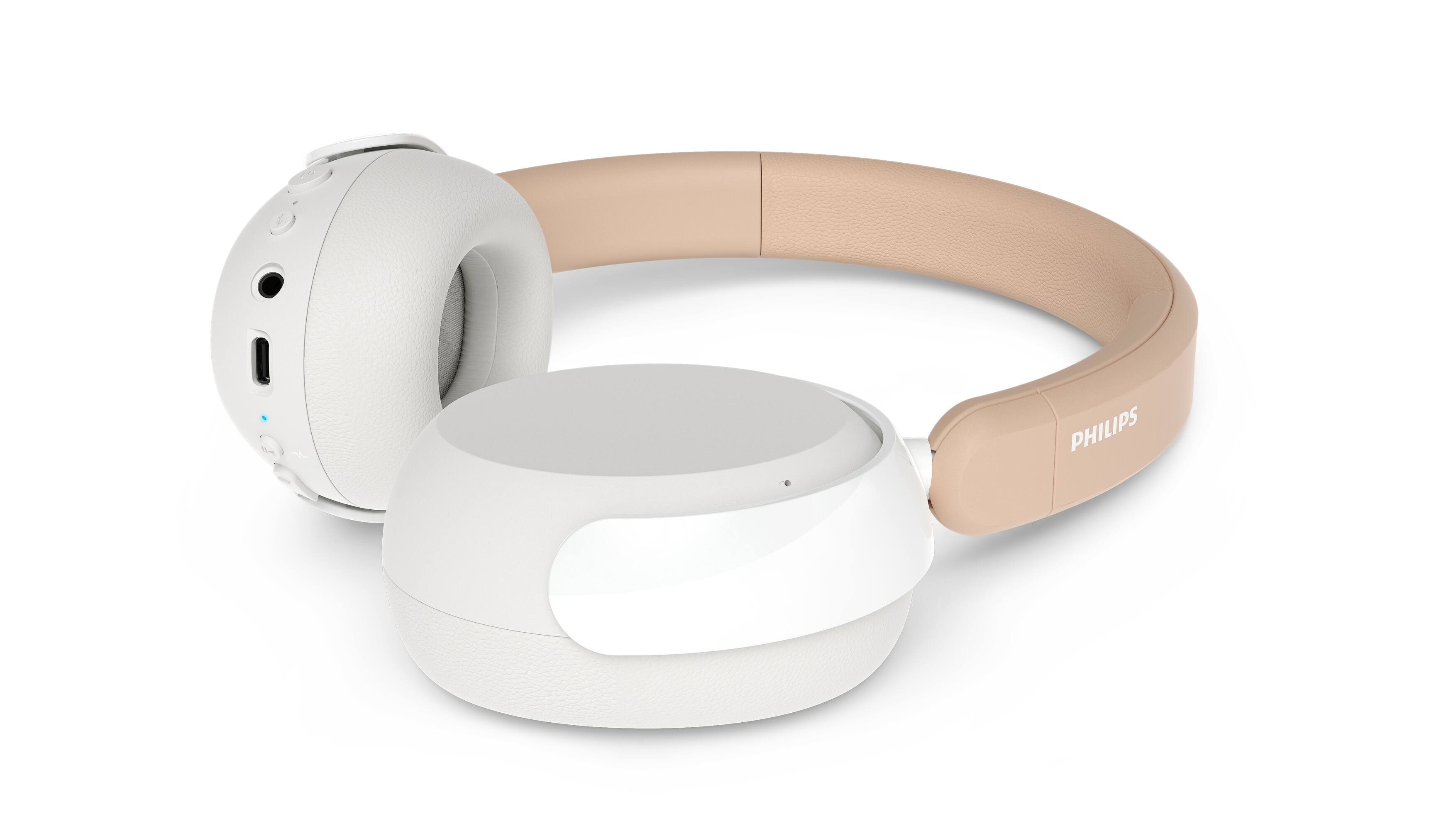 Left. Philips - TAK5500 Kids Wireless Over-Ear Bluetooth Headphones with Active Noise Canceling, 85dB Volume Limit, Audio Sharing - Amber Light.