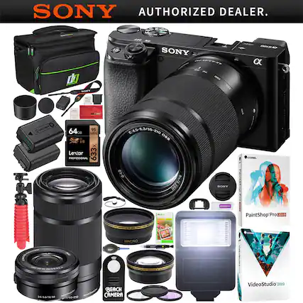 SONY AUTHORIZED DEALER.
- SONY α7 III
- E 45-6.3/55-210 OSS
- 64GB Lexar PROFESSIONAL 95 MB/s
- 3.5-5.6/16-50
- MACRO
- BEACH CAMERA
- PaintShop Pro 2019
- VideoStudio 2019
