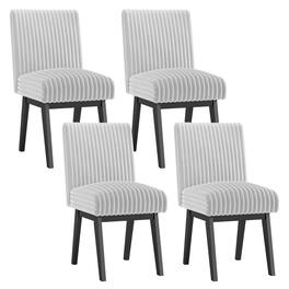 Costway - Dining Chairs Set of 4 with Padded Seat, Rubber Wood Legs & Channel Tufted Backrest - White,Grey