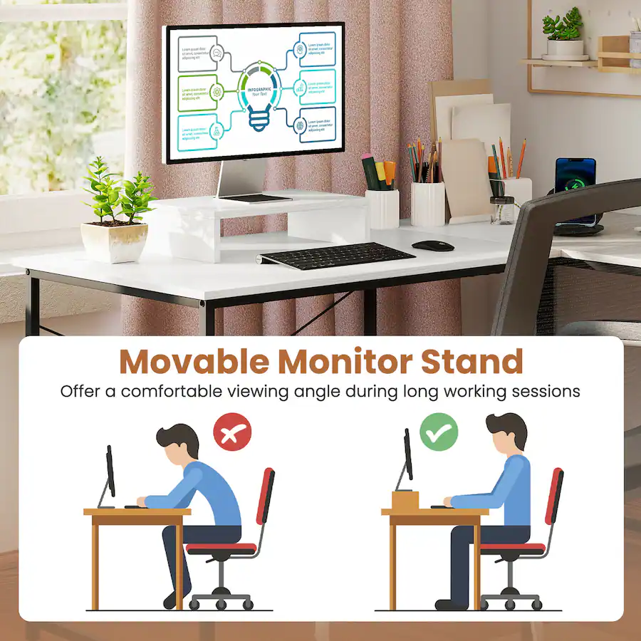 Gymax 95'' L Shaped Reversible Computer Desk 2 Person Long Table ...